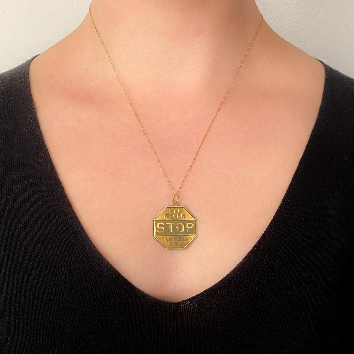 Vintage I'll Never Stop Loving You Pendant of 14k Gold