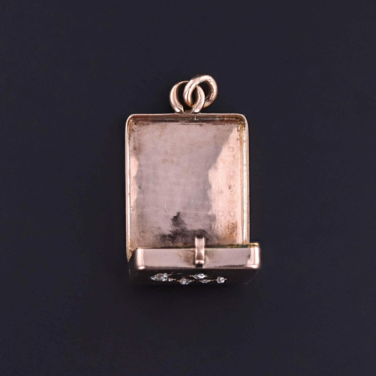 Victorian Diamond Crescent Moon Locket of 9k Gold