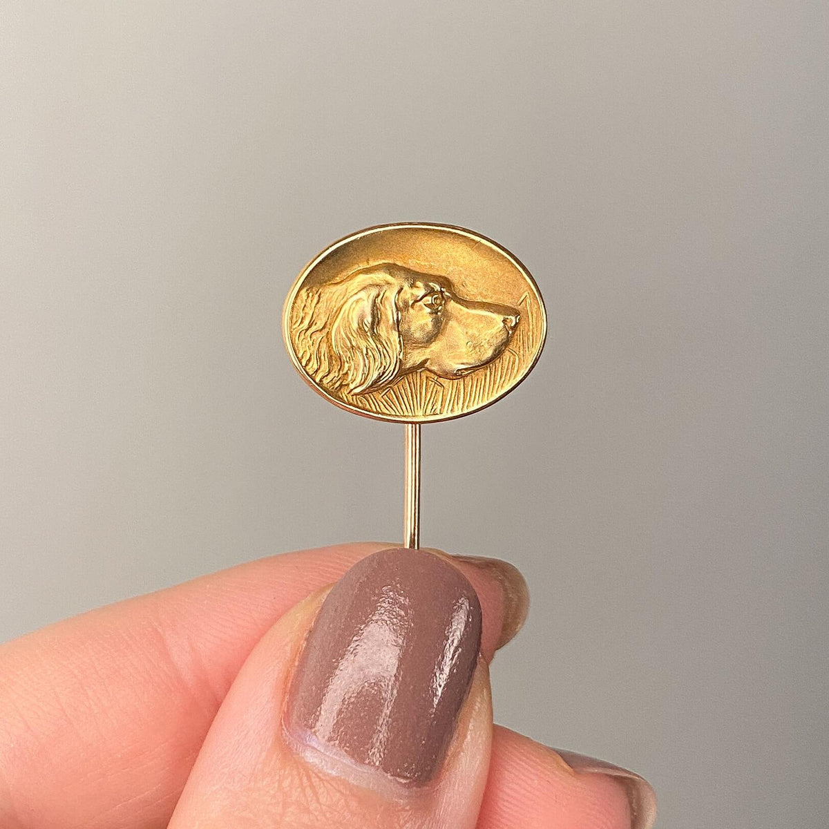 Antique Spaniel Dog Stickpin of 14k Gold