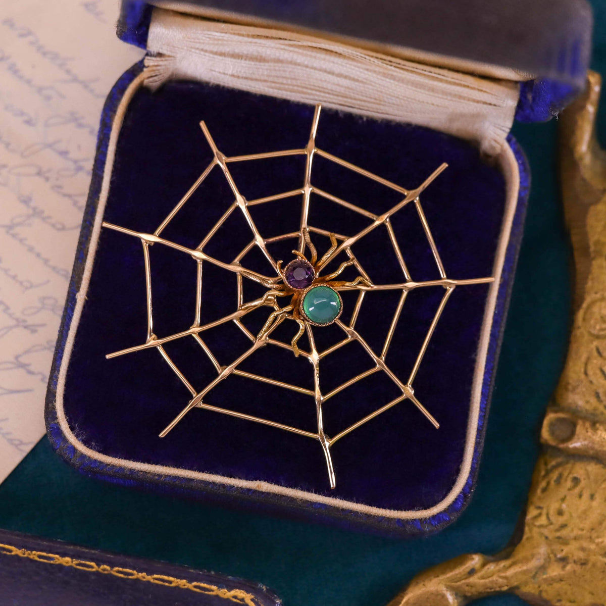 Antique Spiderweb Pendant of 18k and 14k Gold