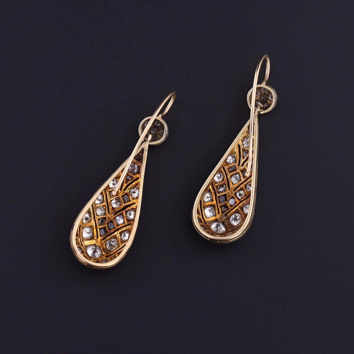 Belle Epoque Diamond Earrings of Platinum Topped 14k Gold