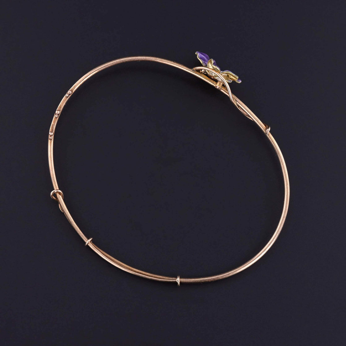 Victorian Violet Bangle Bracelet of 12k and 18k Gold