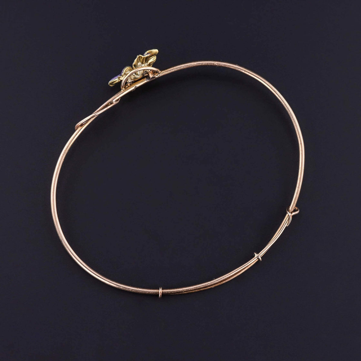 Victorian Violet Bangle Bracelet of 12k and 18k Gold