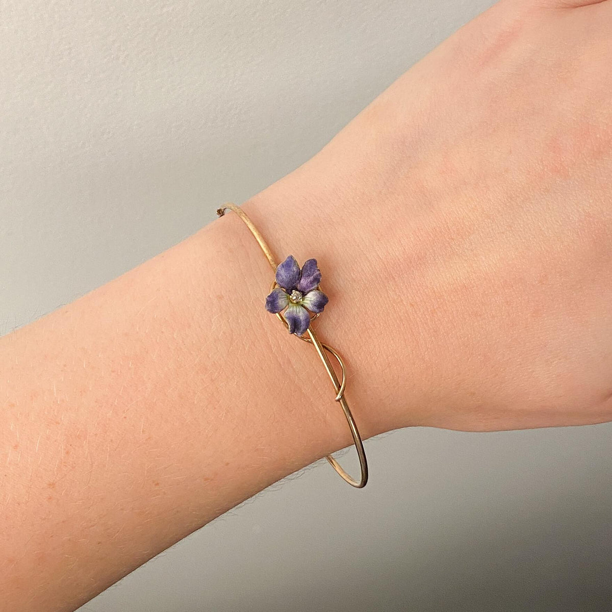 Victorian Violet Bangle Bracelet of 12k and 18k Gold
