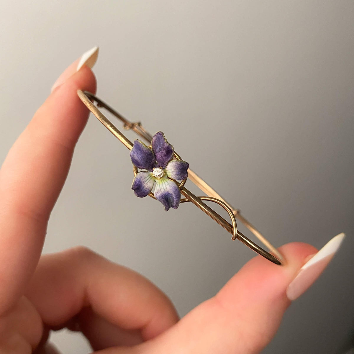 Victorian Violet Bangle Bracelet of 12k and 18k Gold