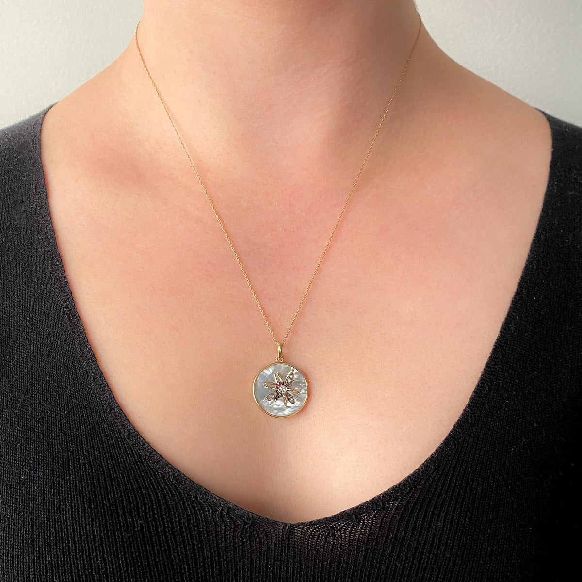 Antique Diamond Insect Pendant of Gold and Silver