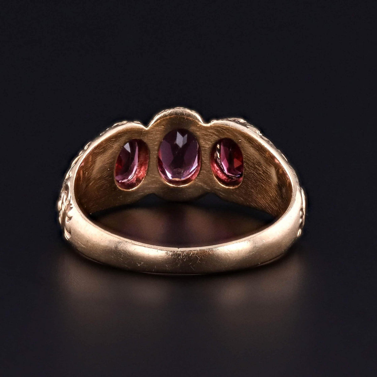 Victorian Garnet Floral Ring of 10k Gold