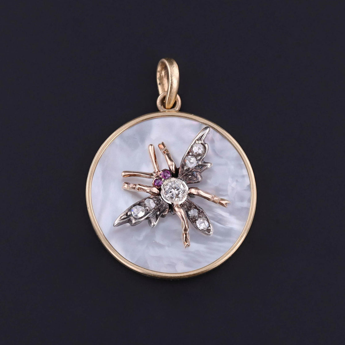 Antique Diamond Insect Pendant of Gold and Silver
