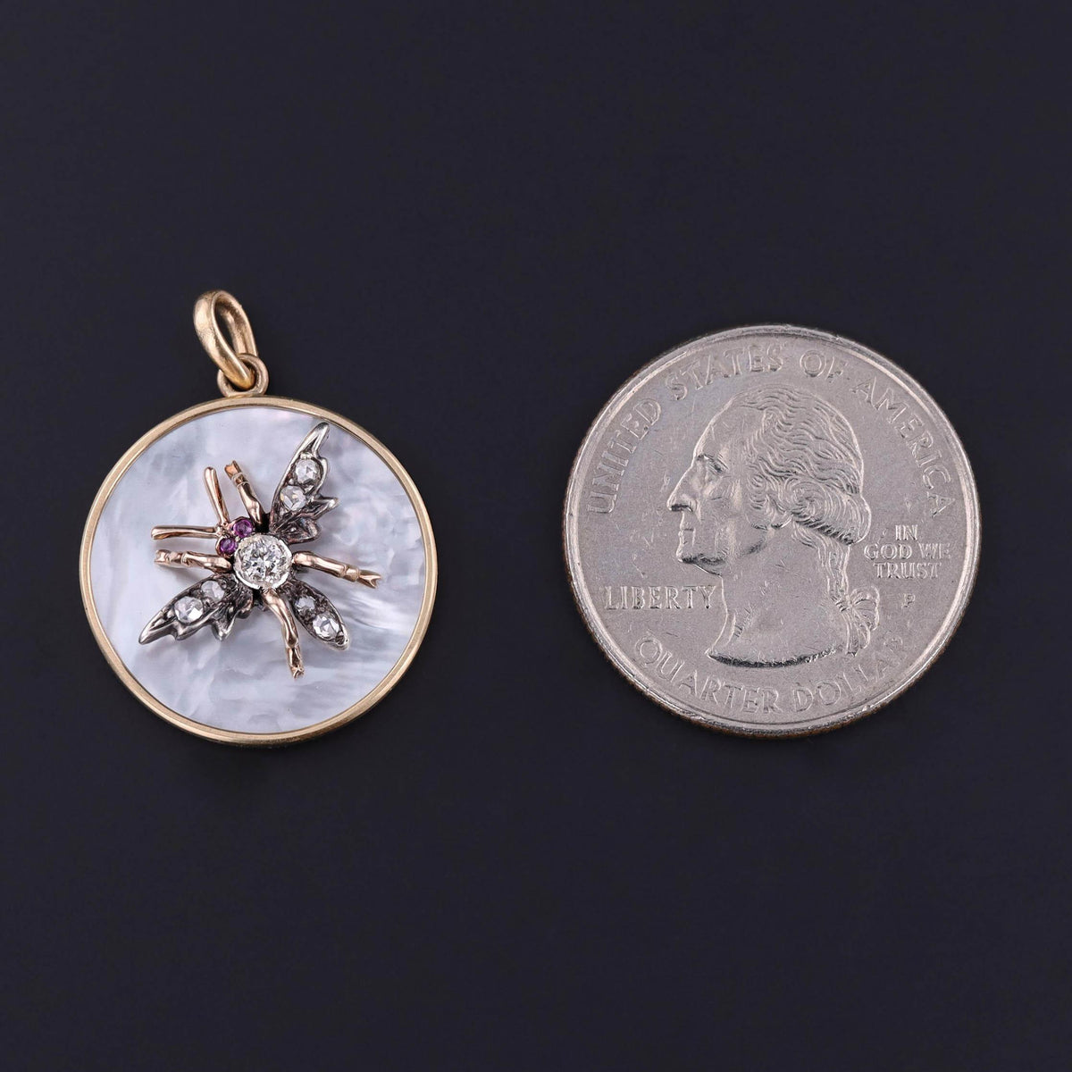 Antique Diamond Insect Pendant of Gold and Silver
