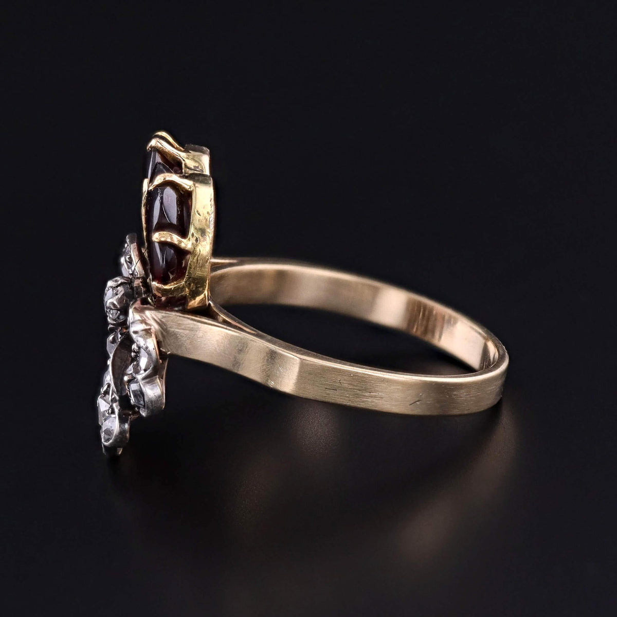 Antique Gemstone Pansy Ring of 14k and 18k Gold
