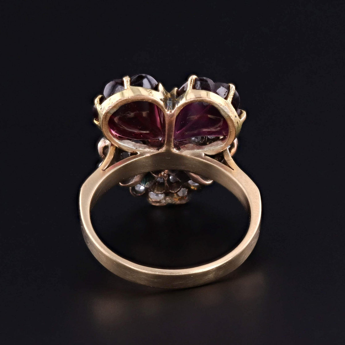 Antique Gemstone Pansy Ring of 14k and 18k Gold