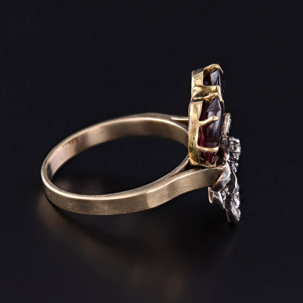 Antique Gemstone Pansy Ring of 14k and 18k Gold