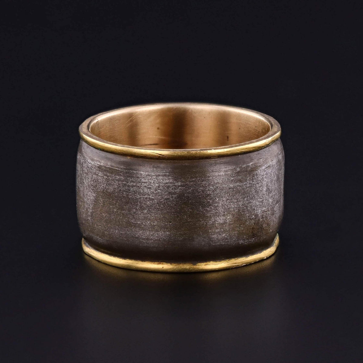 Antique Japanese Meiji Shibuichi Band Ring of 14k Gold
