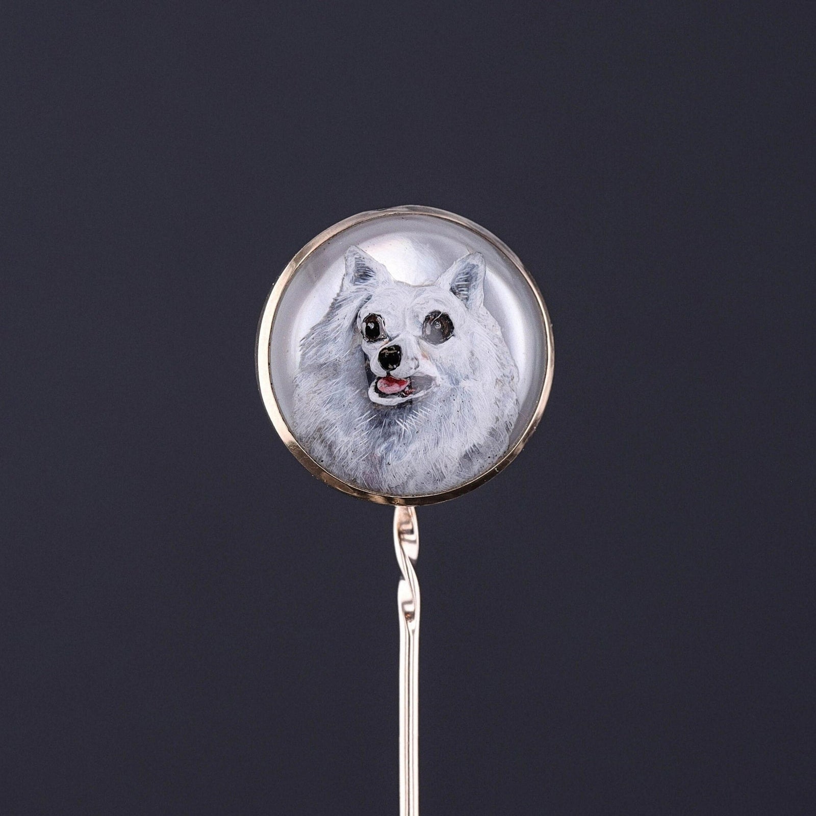 American Eskimo or Pomeranian Dog Stickpin - Trademark Antiques
