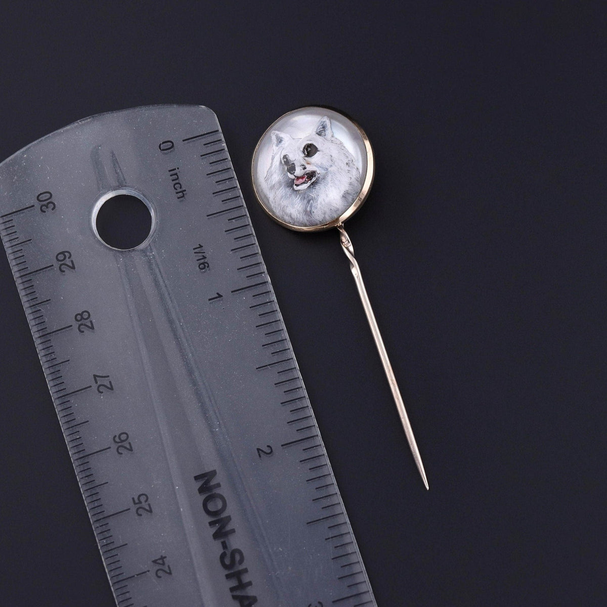 American Eskimo or Pomeranian Dog Stickpin - Trademark Antiques