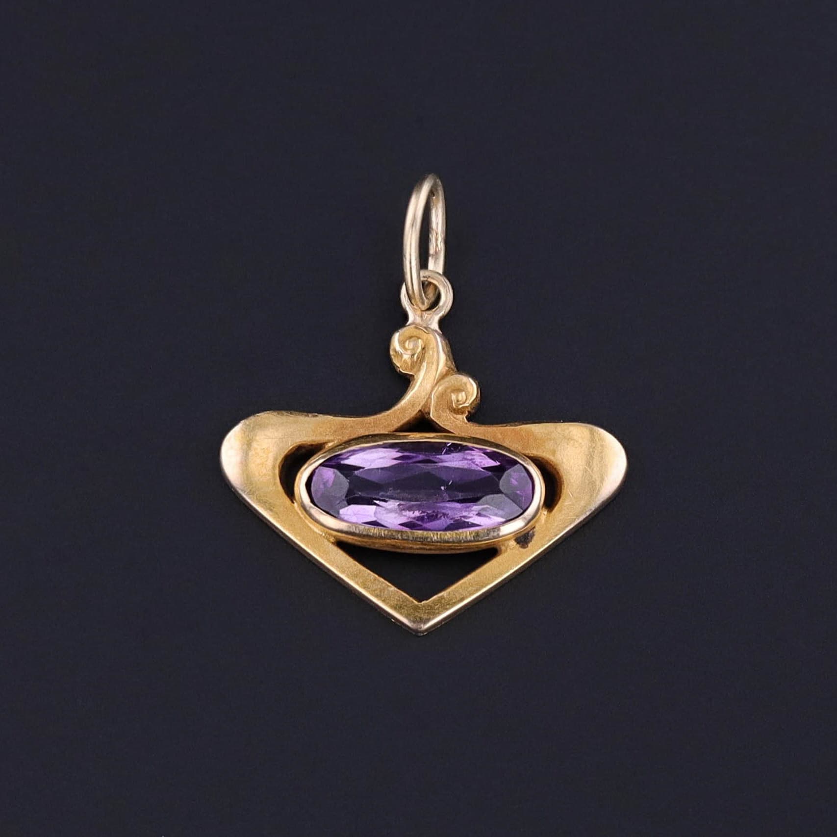 Anitque Amethyst Charm of 14k Gold - Trademark Antiques