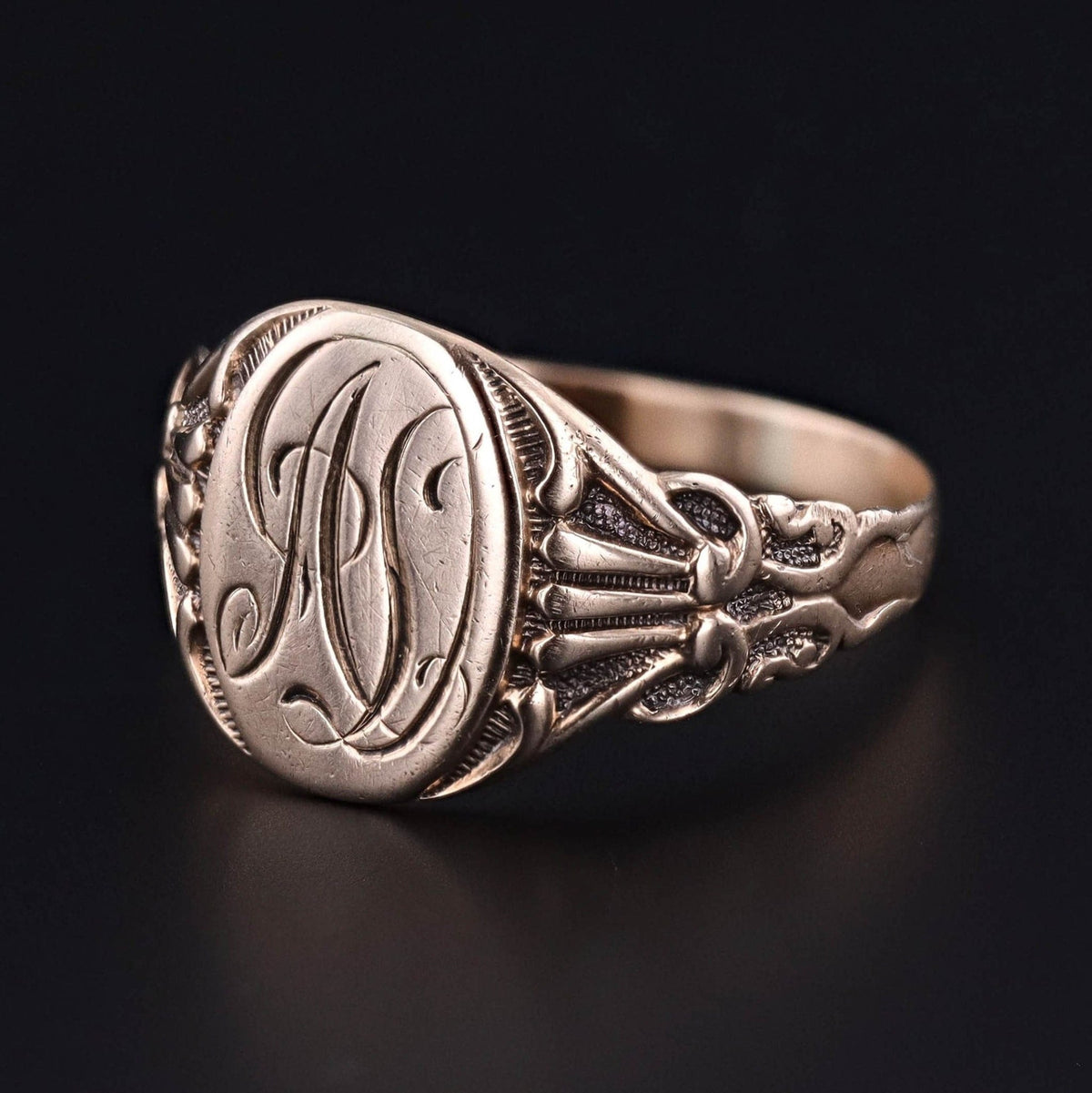 Antique AD Initial Signet Ring of 9ct Gold - Trademark Antiques