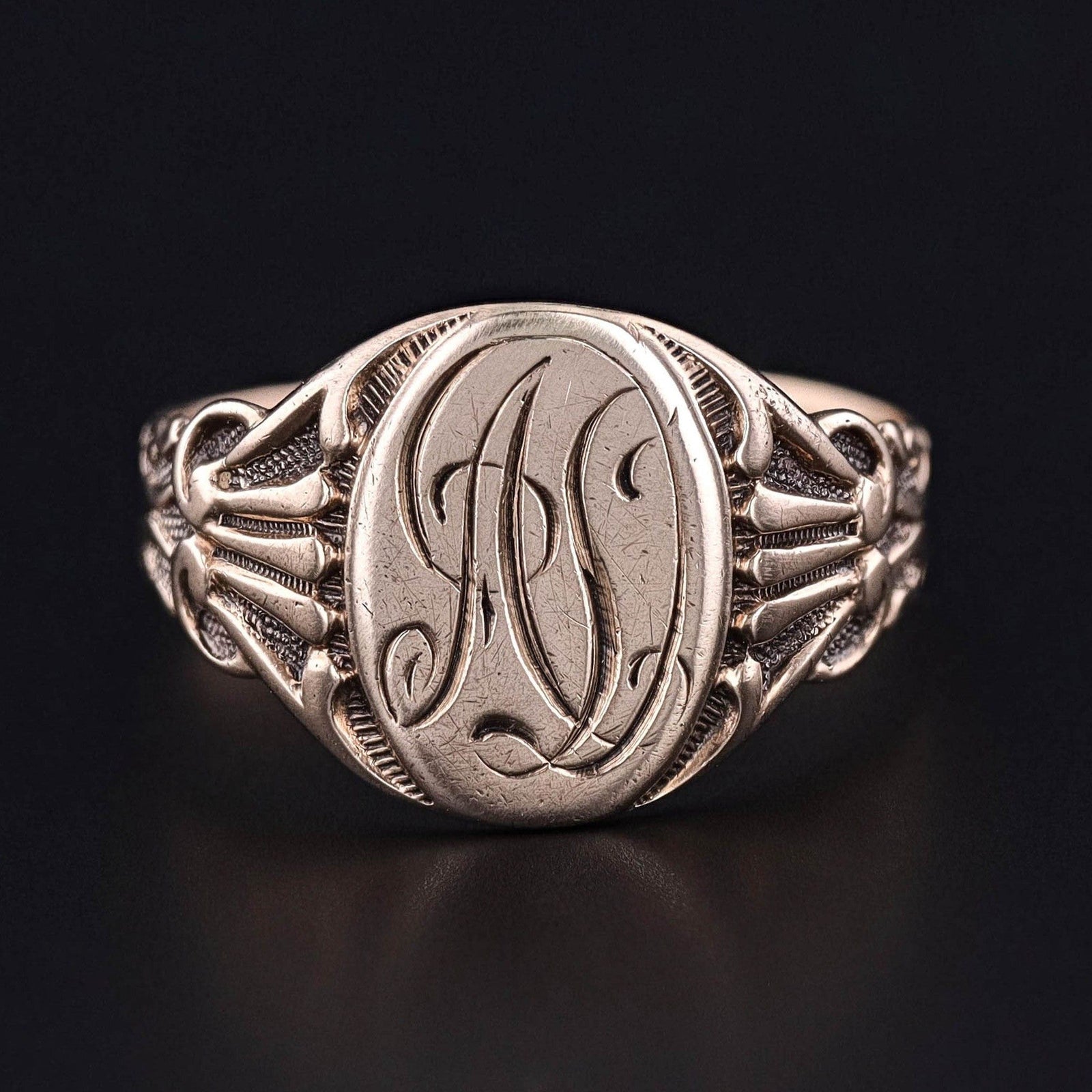 Antique AD Initial Signet Ring of 9ct Gold - Trademark Antiques