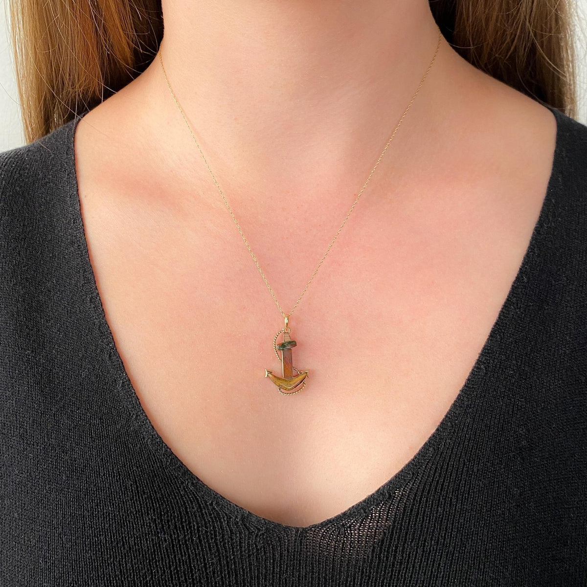 Antique Agate Anchor Pendant of 9ct Gold - Trademark Antiques