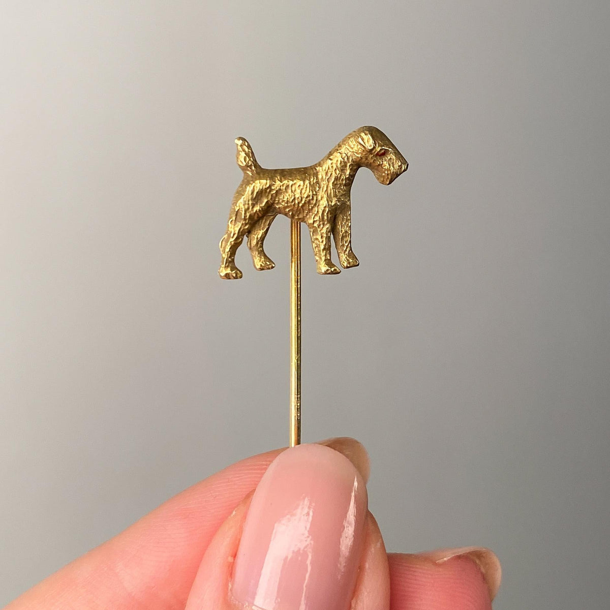 Antique Airedale Terrier Dog Stickpin of 14k Gold - Trademark Antiques