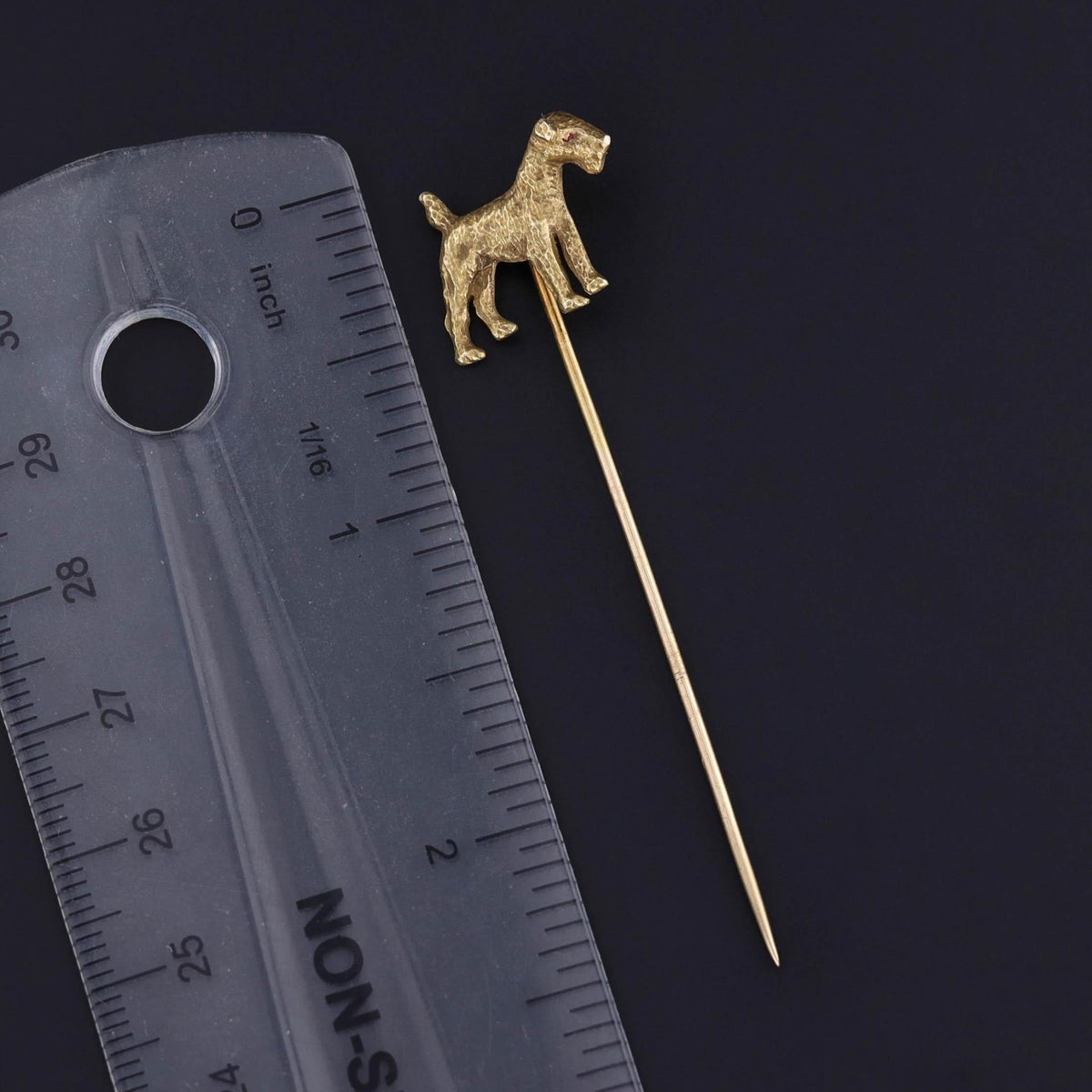 Antique Airedale Terrier Dog Stickpin of 14k Gold - Trademark Antiques