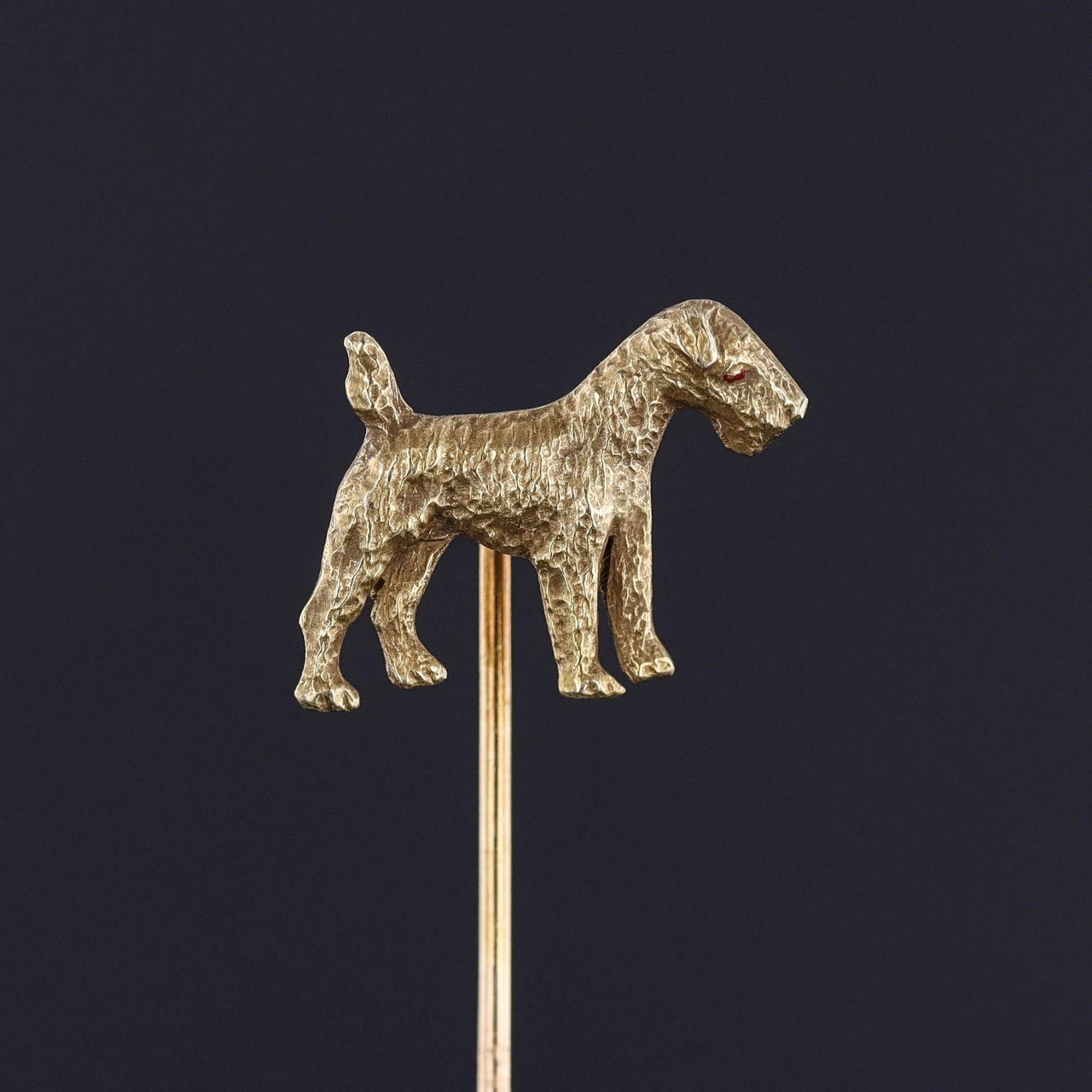 Antique Airedale Terrier Dog Stickpin of 14k Gold - Trademark Antiques