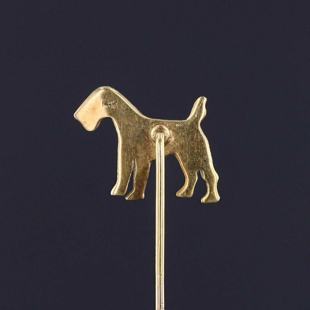 Antique Airedale Terrier Dog Stickpin of 14k Gold - Trademark Antiques