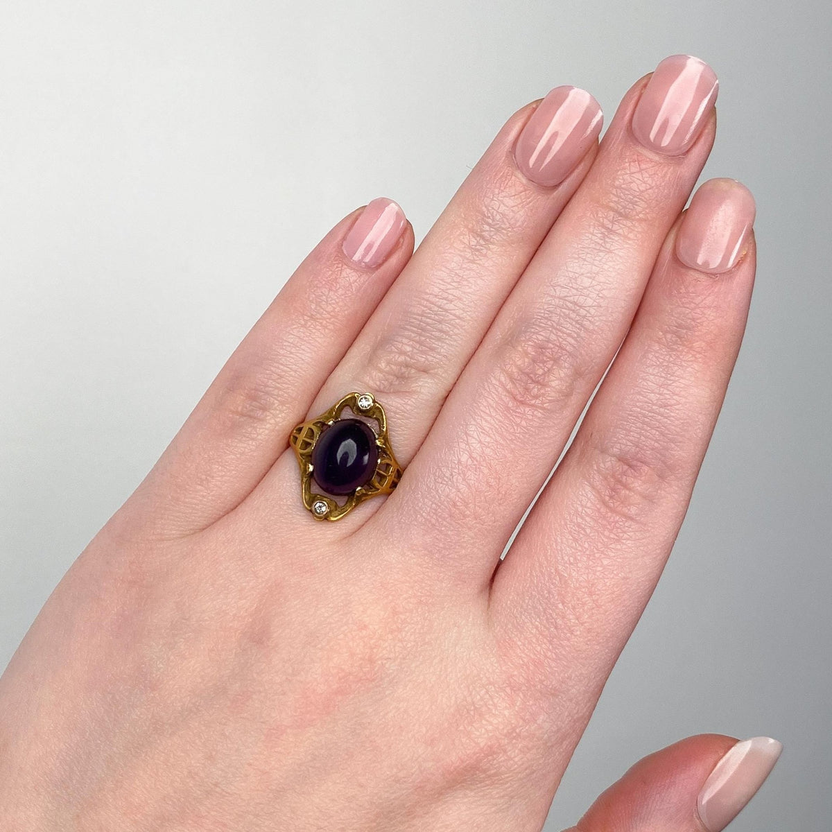 Antique Amethyst and Diamond Ring of 10k Gold - Trademark Antiques