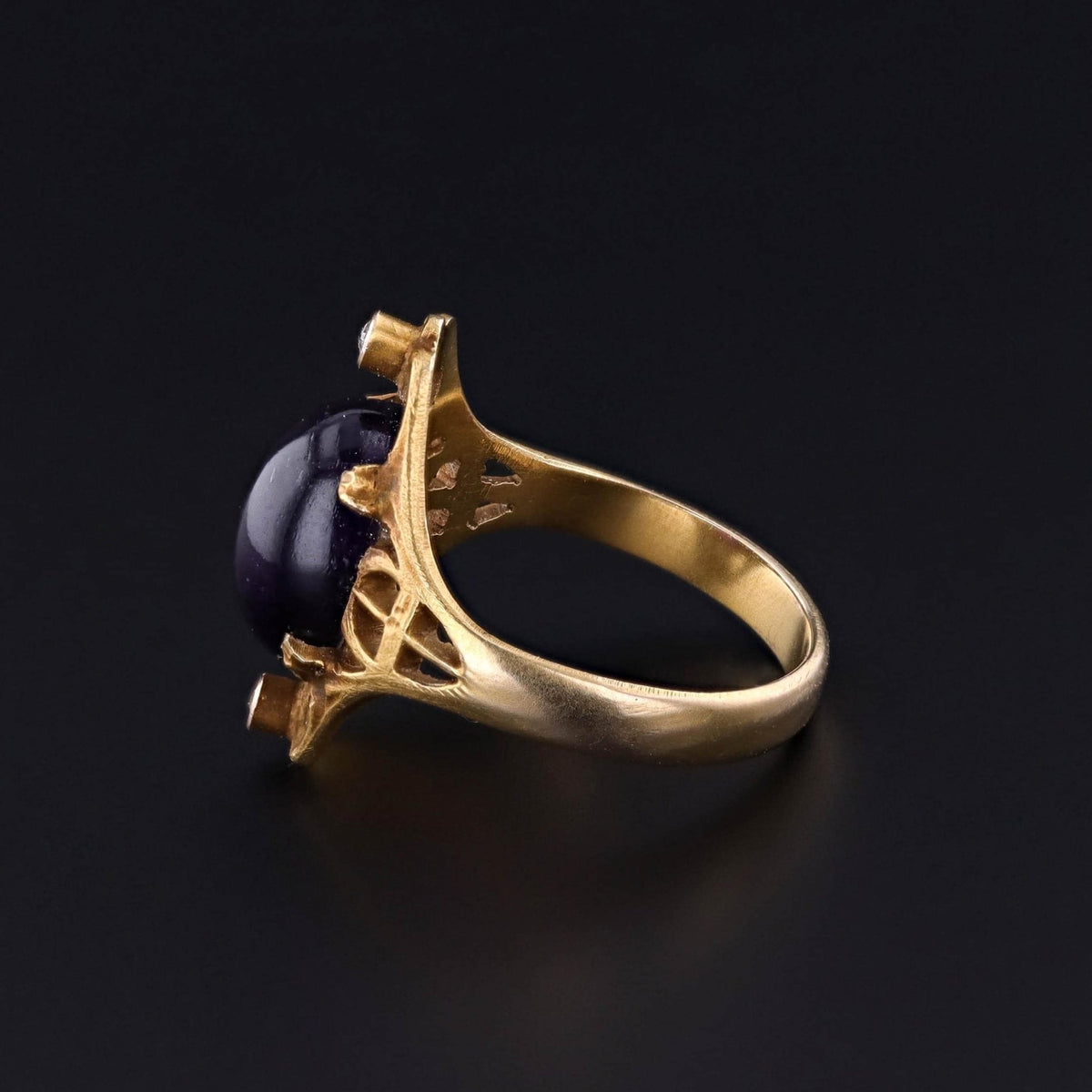 Antique Amethyst and Diamond Ring of 10k Gold - Trademark Antiques