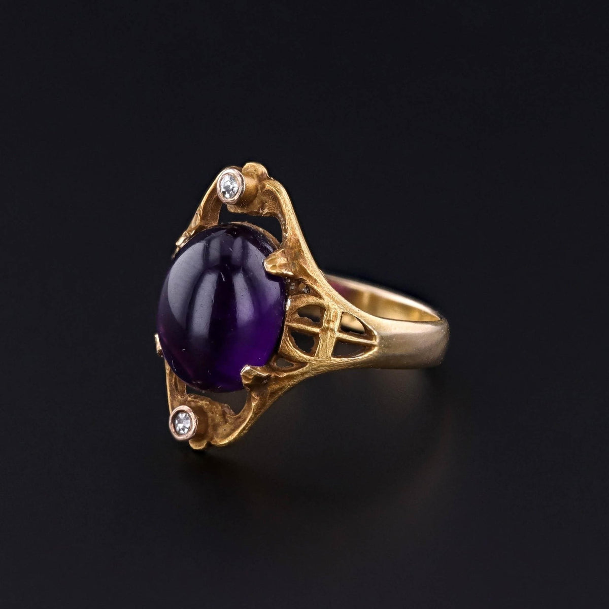 Antique Amethyst and Diamond Ring of 10k Gold - Trademark Antiques