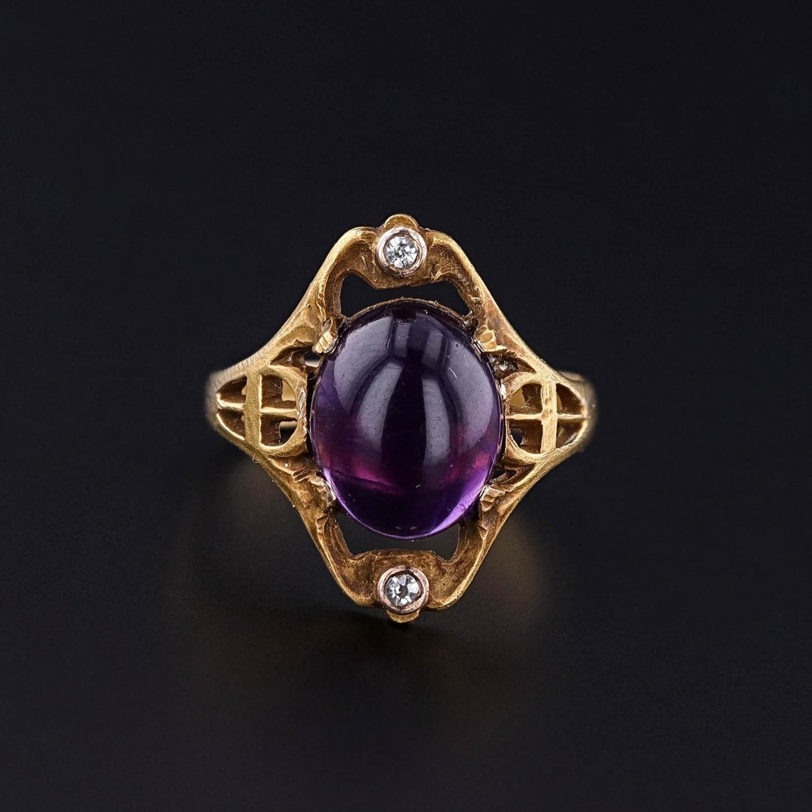 Antique Amethyst and Diamond Ring of 10k Gold - Trademark Antiques