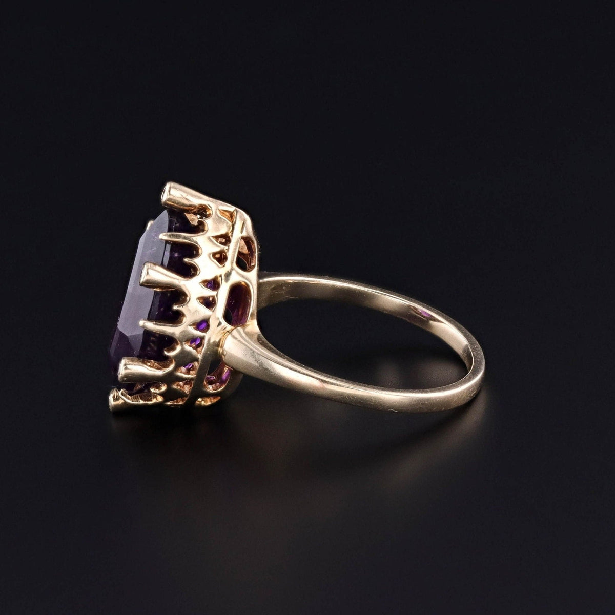 Antique Amethyst and Diamond Ring of 14k Gold - Trademark Antiques