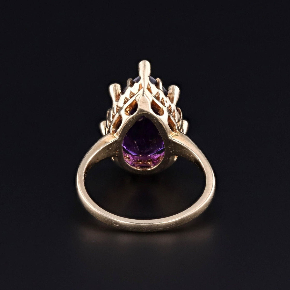 Antique Amethyst and Diamond Ring of 14k Gold - Trademark Antiques