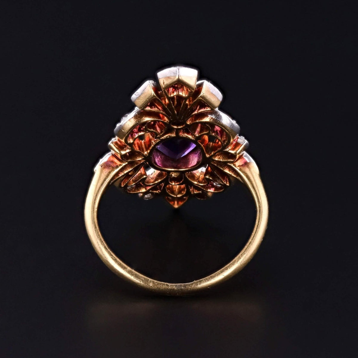 Antique Amethyst and Diamond Ring of 18k Gold and Platinum - Trademark Antiques