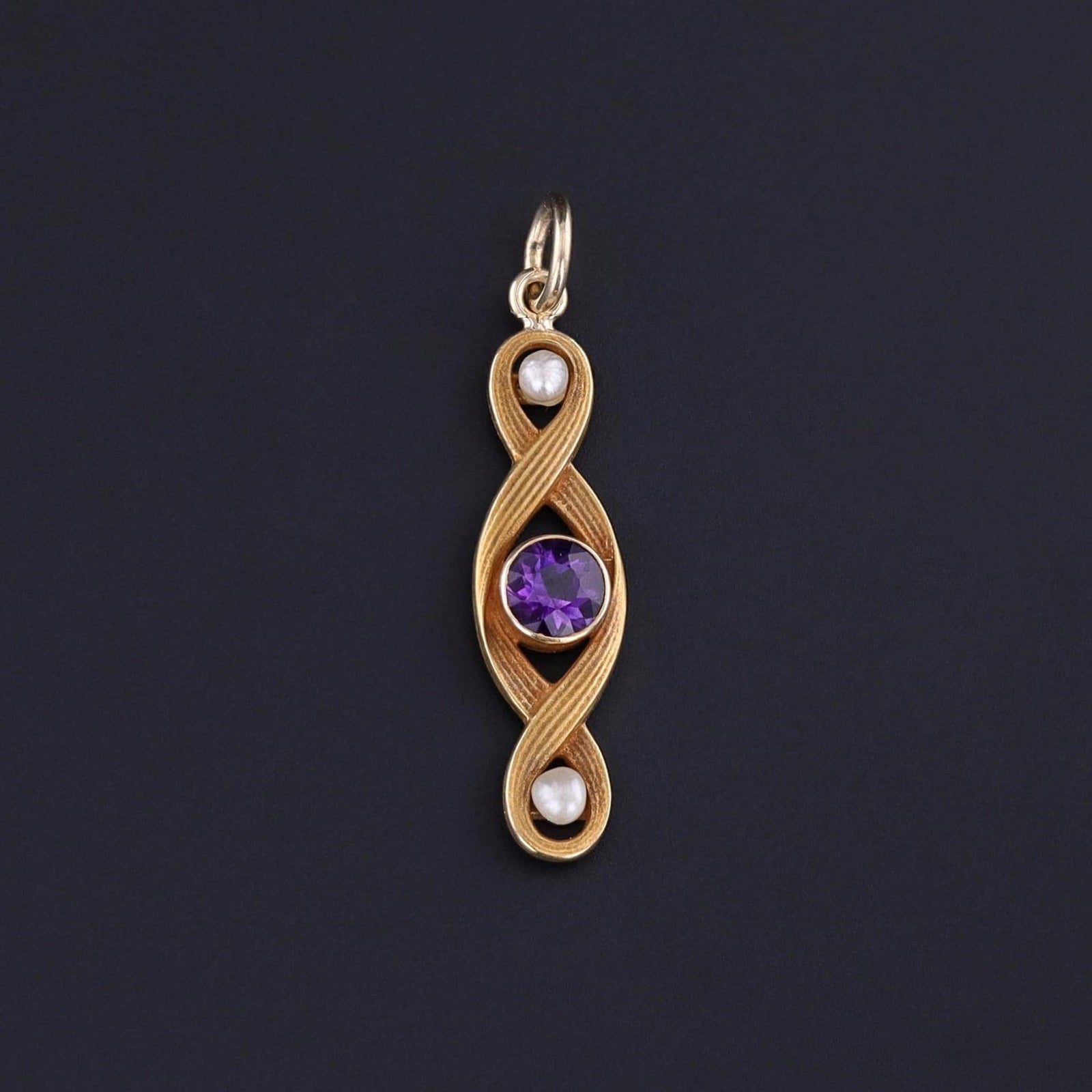 Antique Amethyst and Pearl Conversion Pendant of 10k Gold - Trademark Antiques