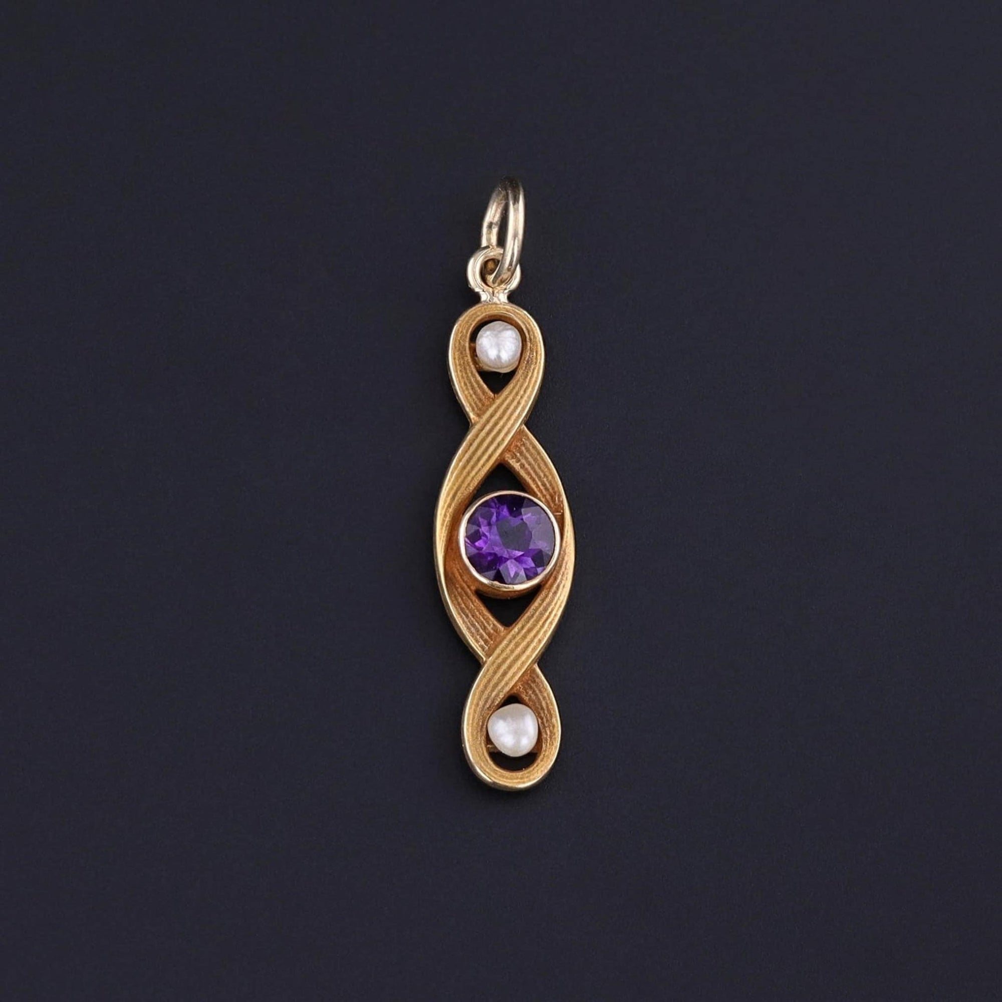 Antique Amethyst and Pearl Conversion Pendant of 10k Gold - Trademark Antiques