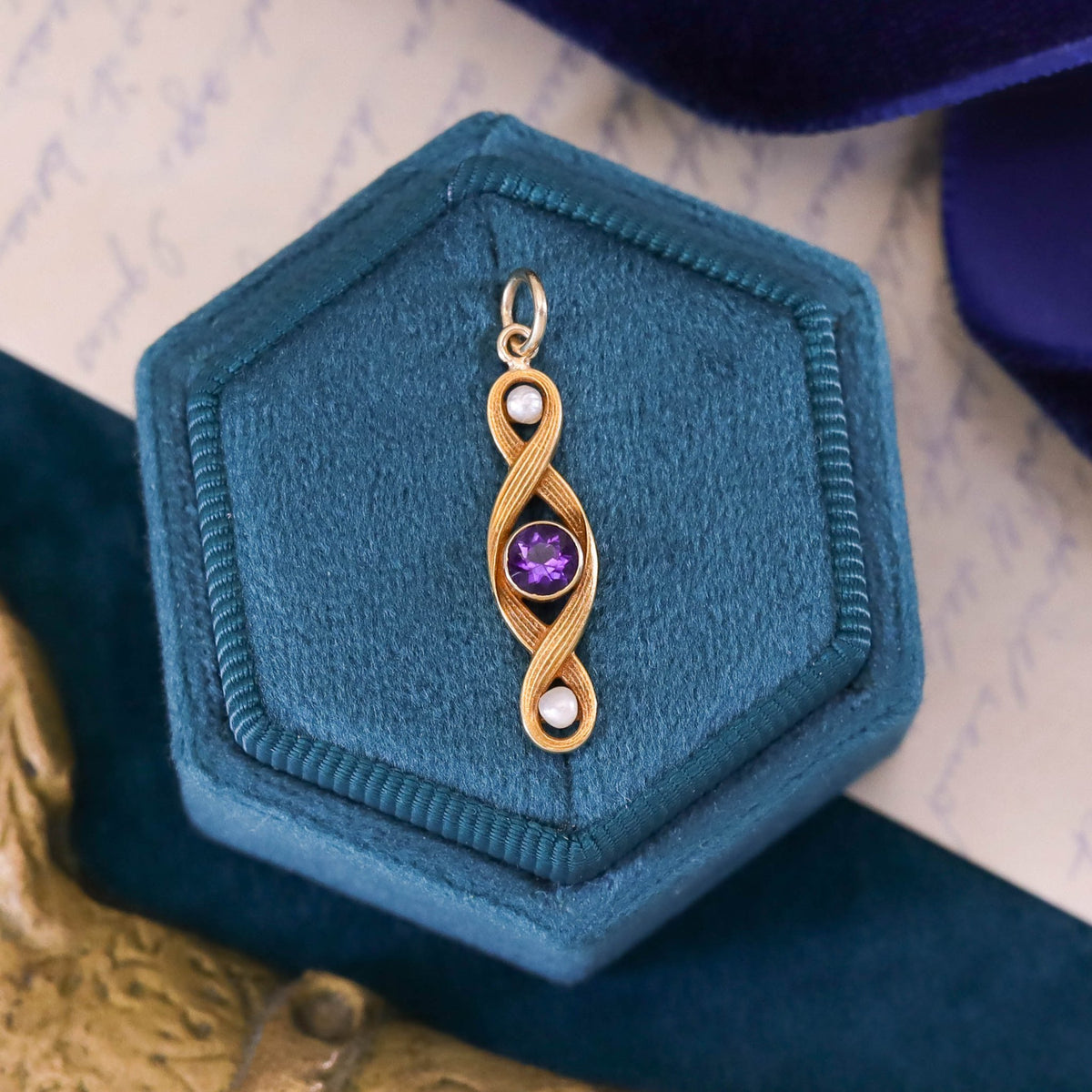 Antique Amethyst and Pearl Conversion Pendant of 10k Gold - Trademark Antiques