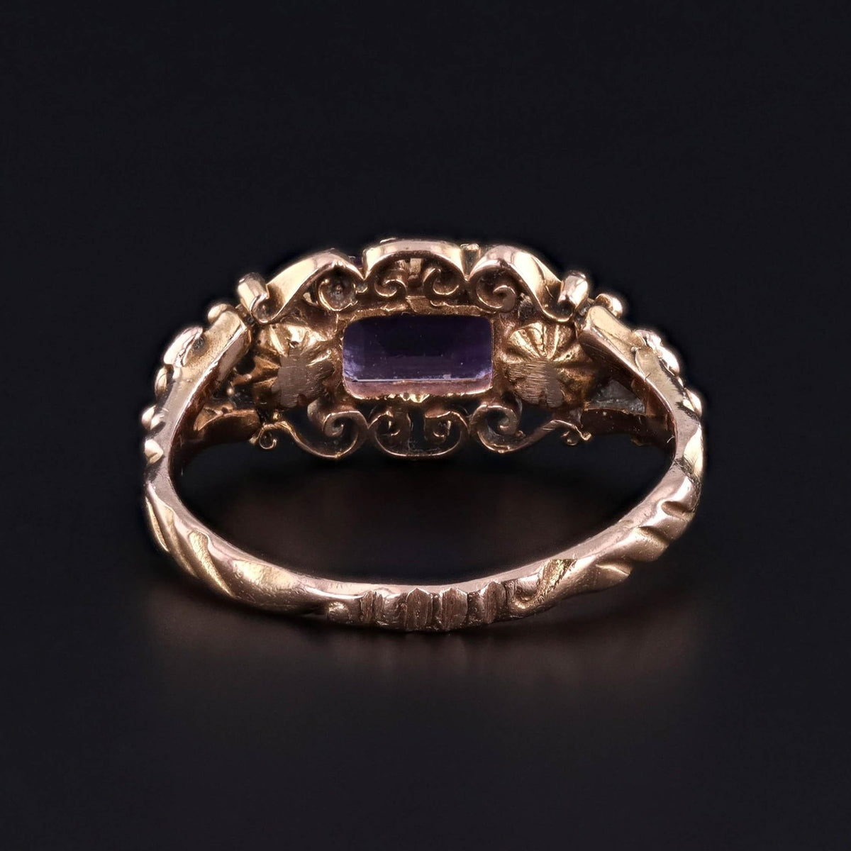Antique Amethyst and Pearl Ring of 14k Gold - Trademark Antiques