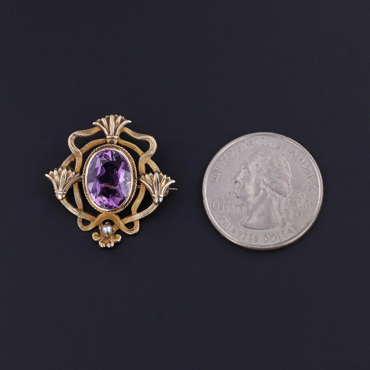 Antique Amethyst Brooch of 10k Gold - Trademark Antiques