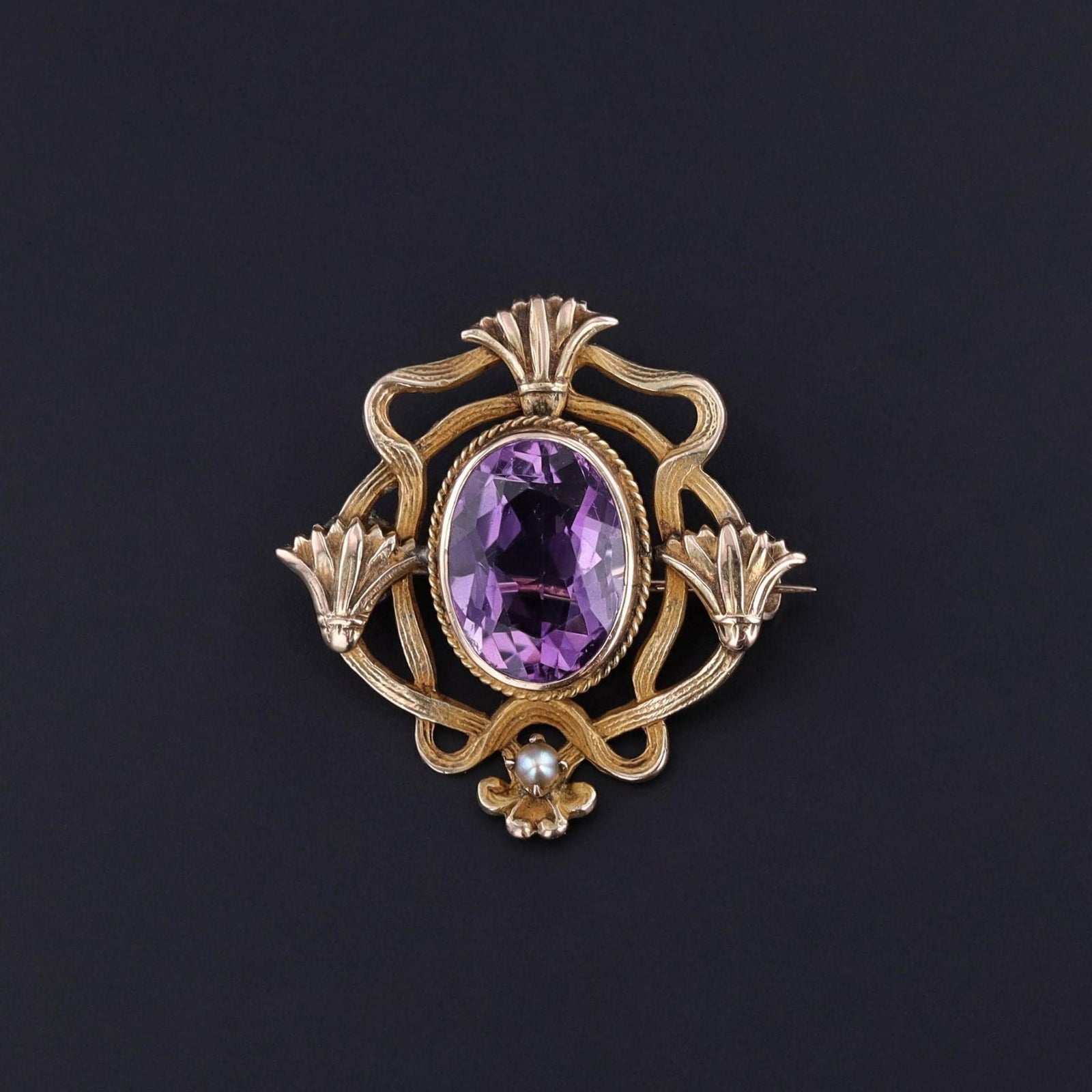 Antique Amethyst Brooch of 10k Gold - Trademark Antiques