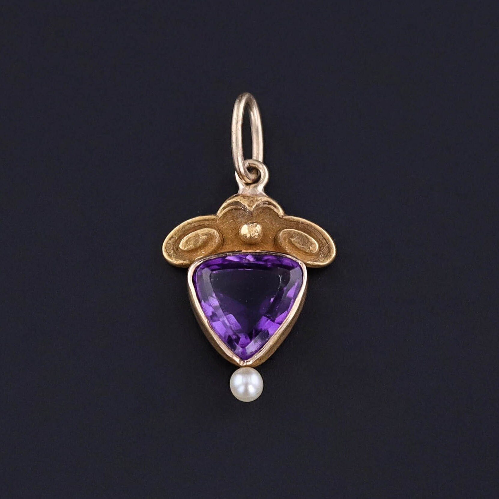 Antique Amethyst Charm of 10k Gold - Trademark Antiques