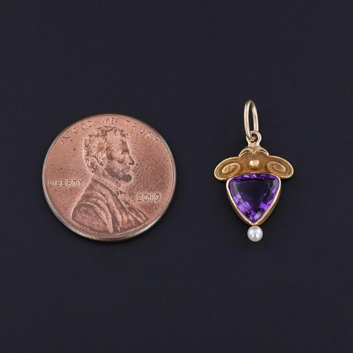 Antique Amethyst Charm of 10k Gold - Trademark Antiques