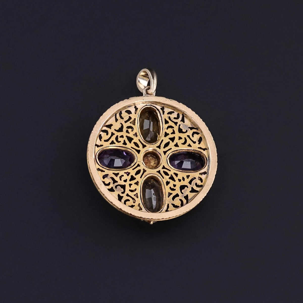 Antique Amethyst &amp; Citrine Pendant of 15ct Gold - Trademark Antiques