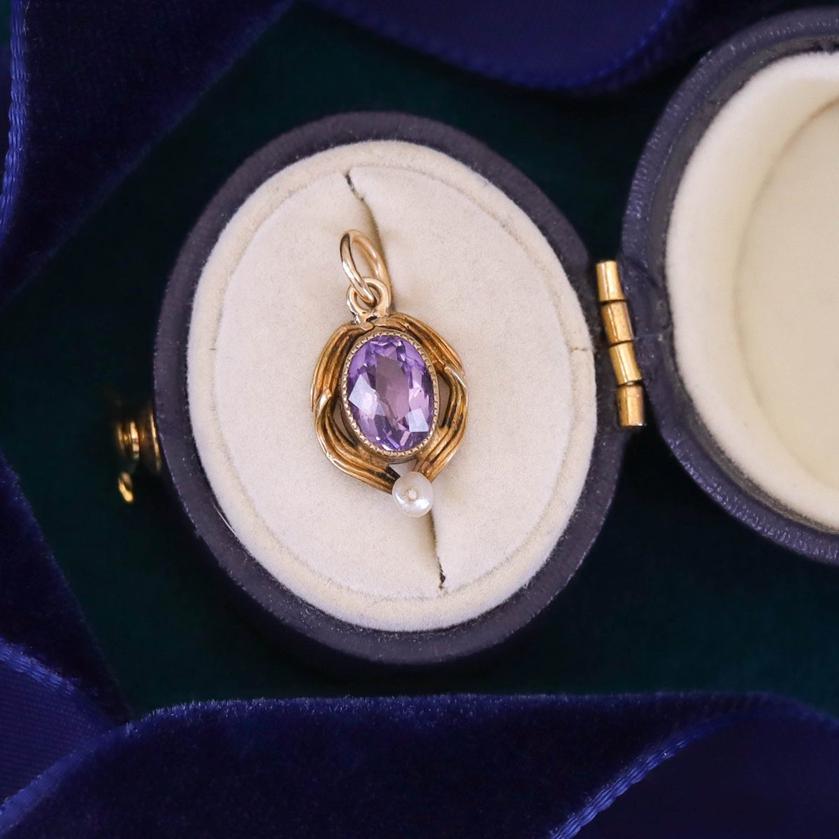 Antique Amethyst Conversion Charm of 14k Gold - Trademark Antiques