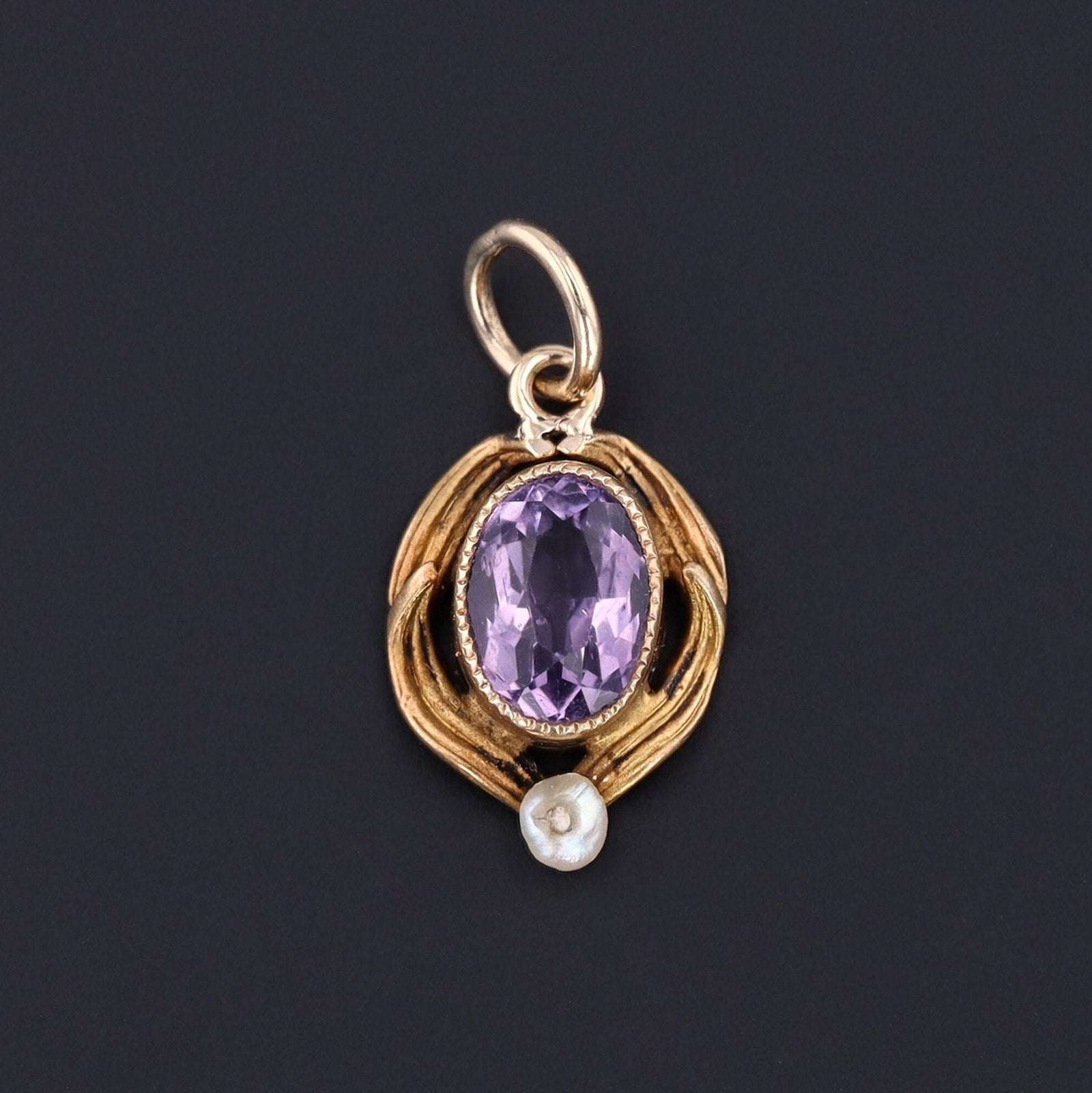 Antique Amethyst Conversion Charm of 14k Gold - Trademark Antiques
