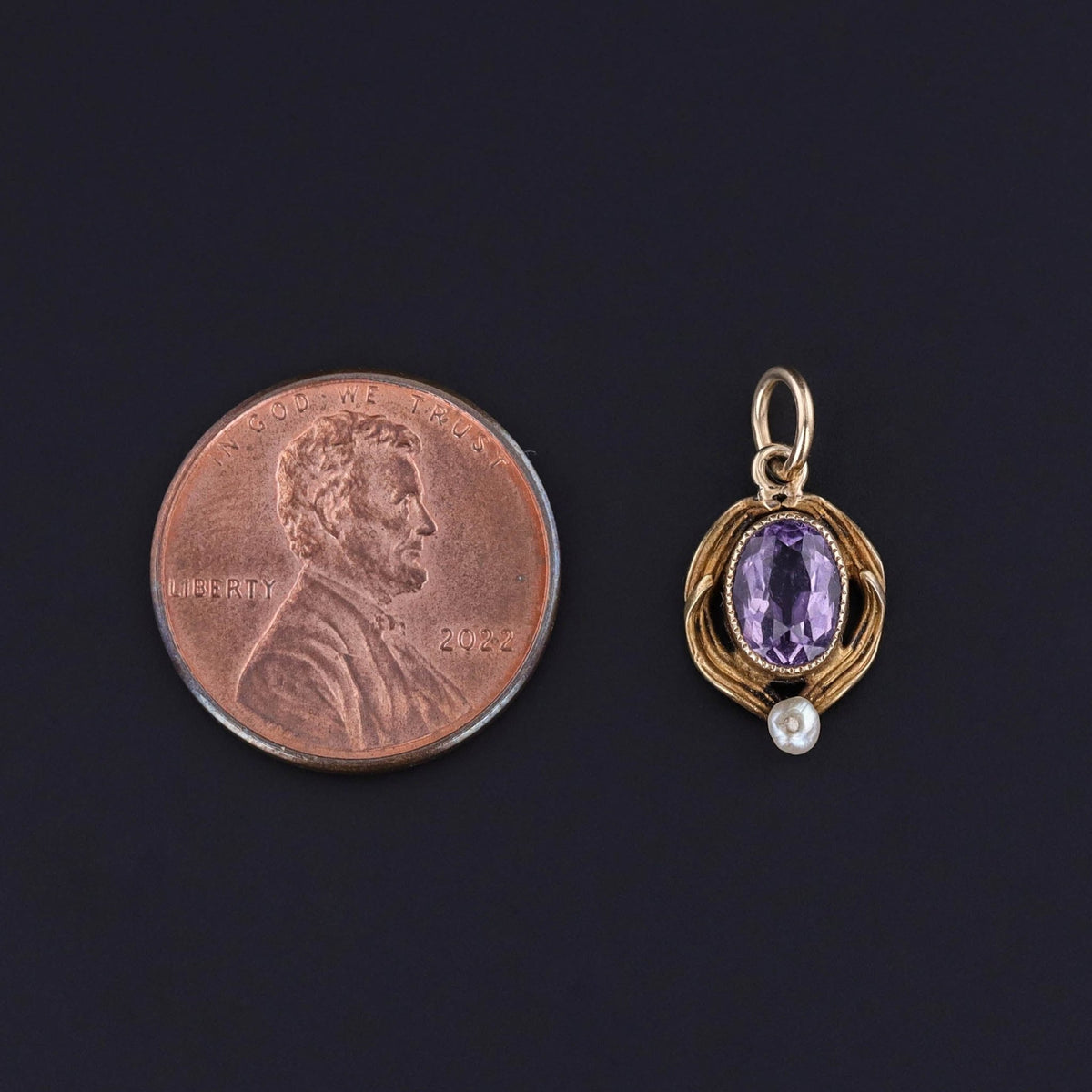 Antique Amethyst Conversion Charm of 14k Gold - Trademark Antiques