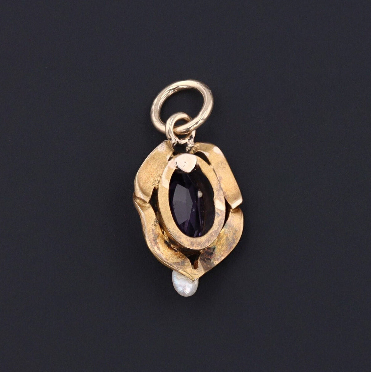 Antique Amethyst Conversion Charm of 14k Gold - Trademark Antiques