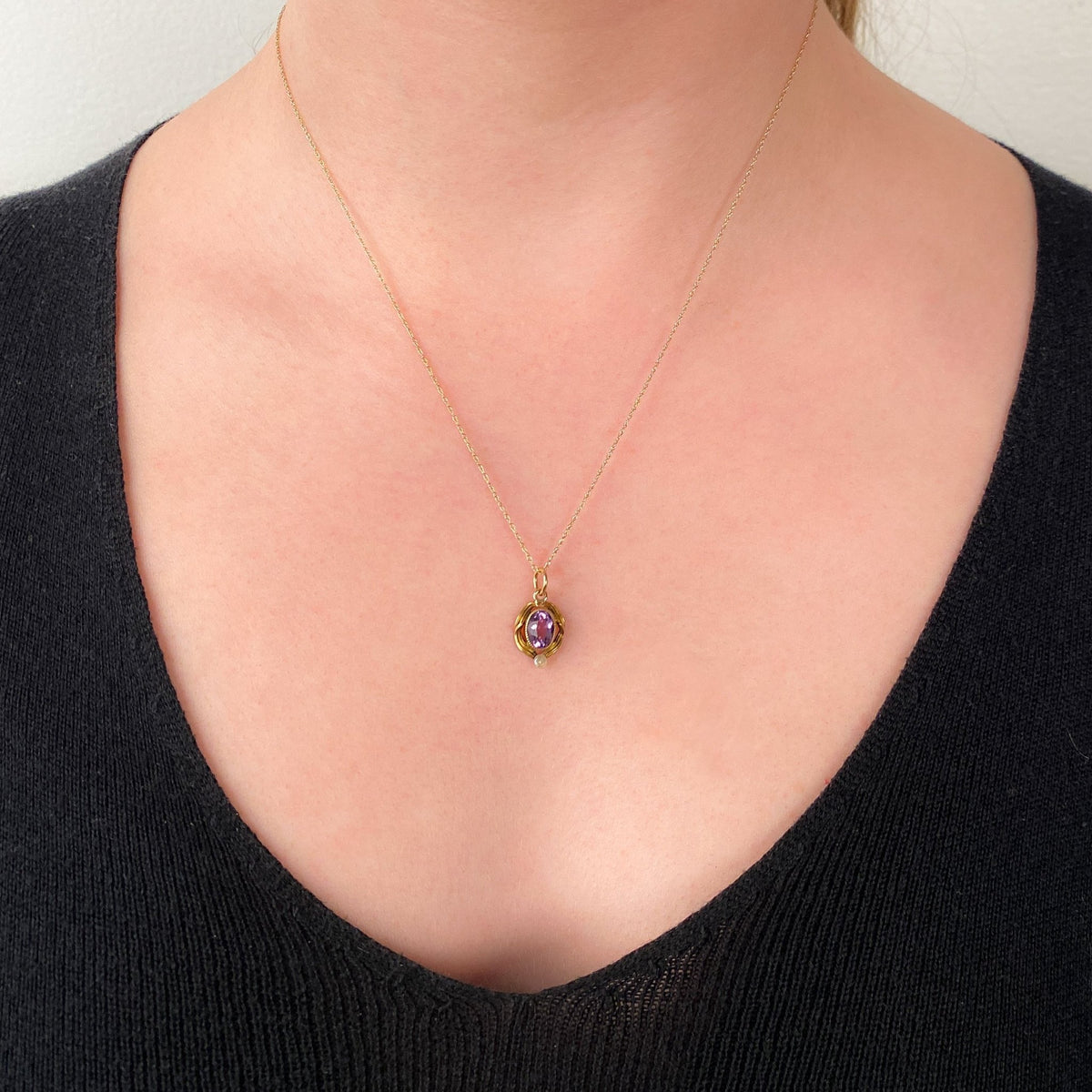 Antique Amethyst Conversion Charm of 14k Gold - Trademark Antiques