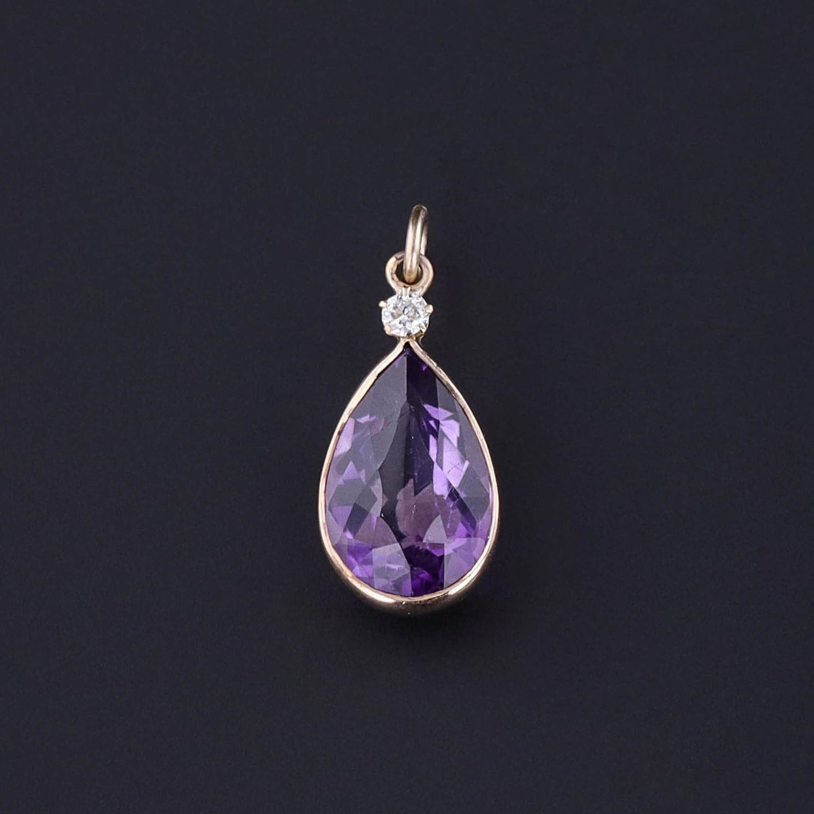 Antique Amethyst Conversion Charm of 14k Gold - Trademark Antiques