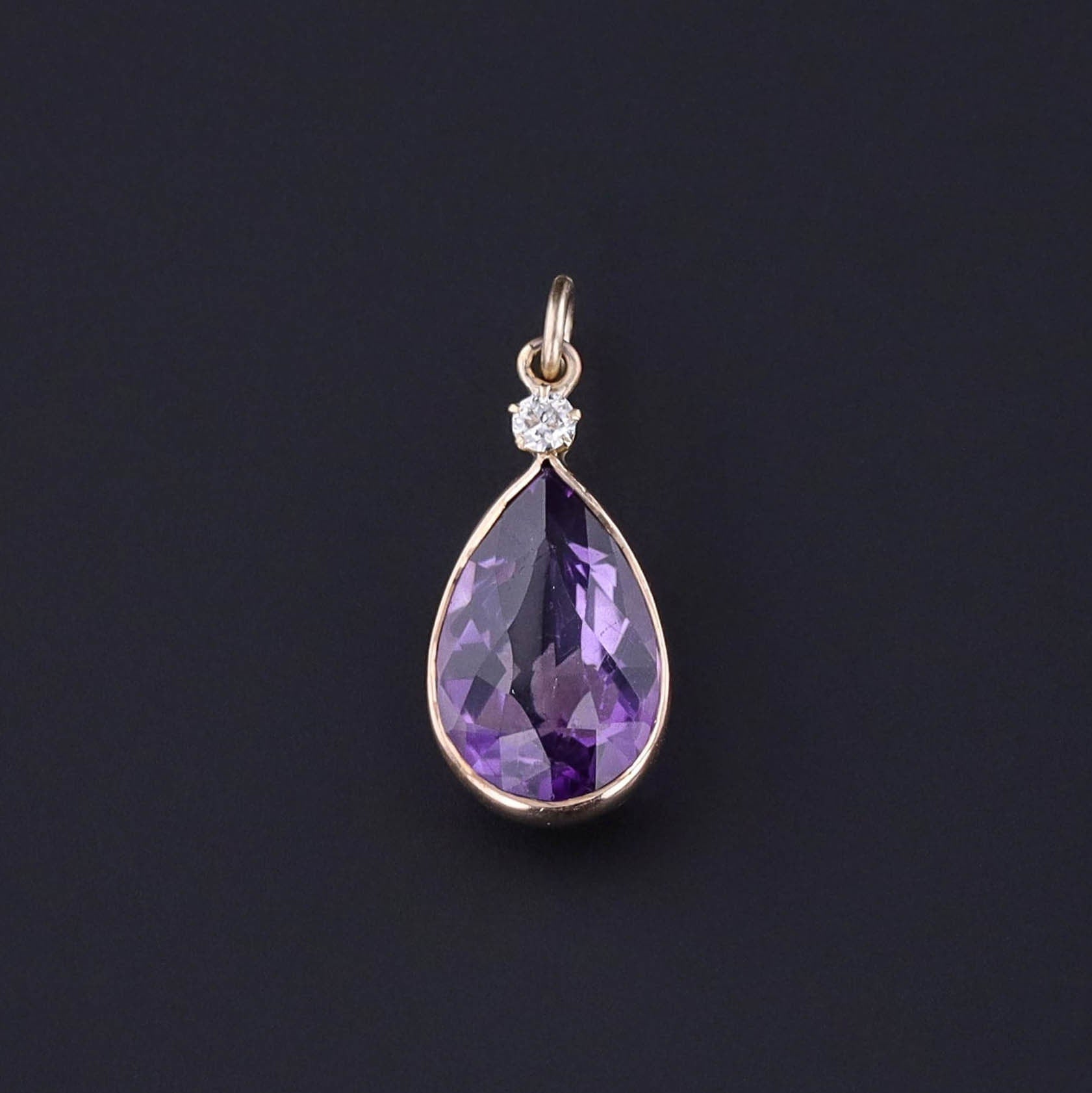 Antique Amethyst Conversion Charm of 14k Gold - Trademark Antiques